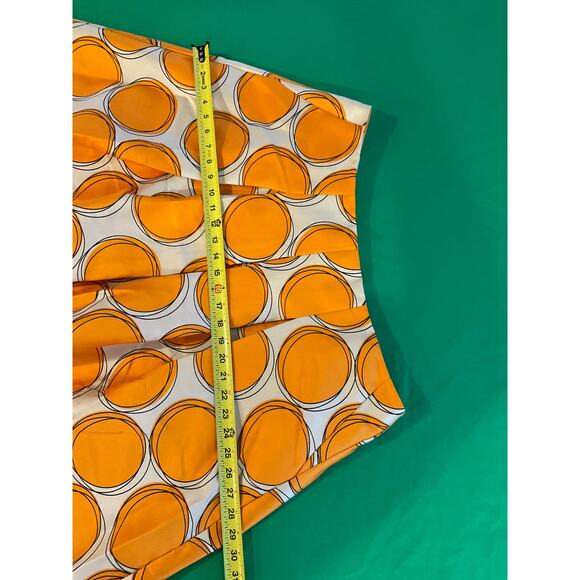 Lane Bryant The Modernist Abstract Orange Cream Box Pleat Circles skirt 20 - Picture 11 of 13